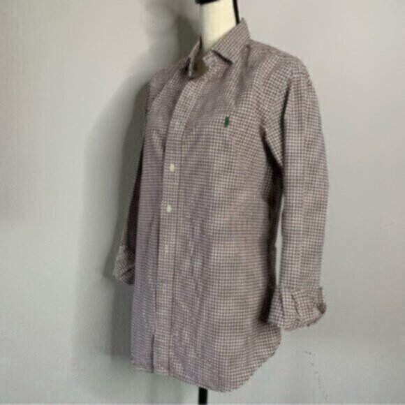 Ralph Lauren Brown & White Checkered Button-Down Shirt - Picture 6 of 15